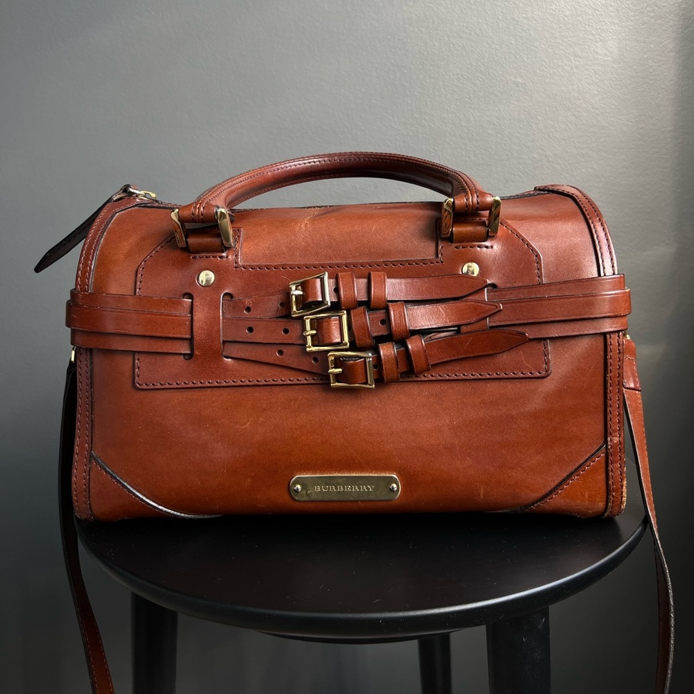 Authentic brown leather Burberry bag